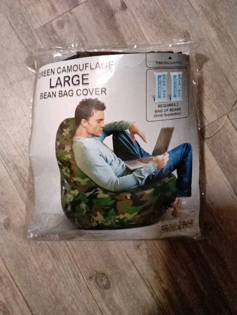 Green Camouflage Large Bean Bag Cover - Men Bags